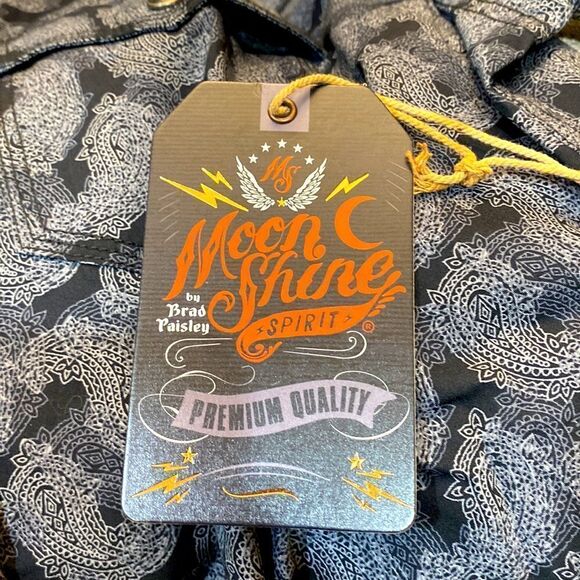 Moon shine gray black white paisley regular fit sleeve 5 inches covered snaps - Picture 2 of 3